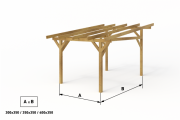 Freistehender Classico-Holzpavillon mit einer Tiefe von 350 cm